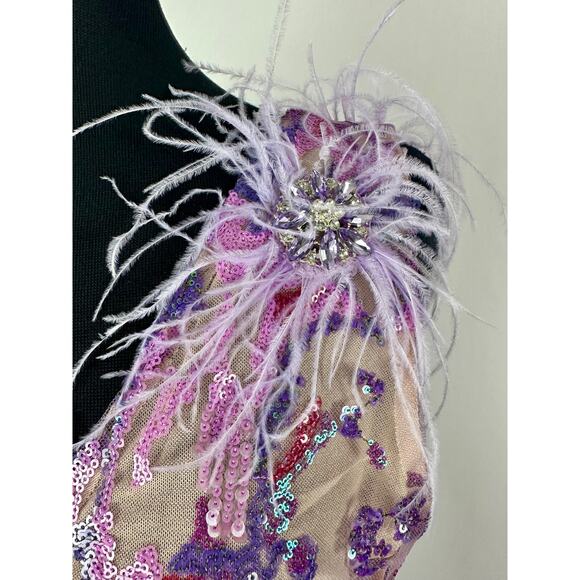 NWT Bella Barnett Loviy Purple Feather Sequin Mini Dress Size XL Cocktail Vegas - Picture 6 of 16